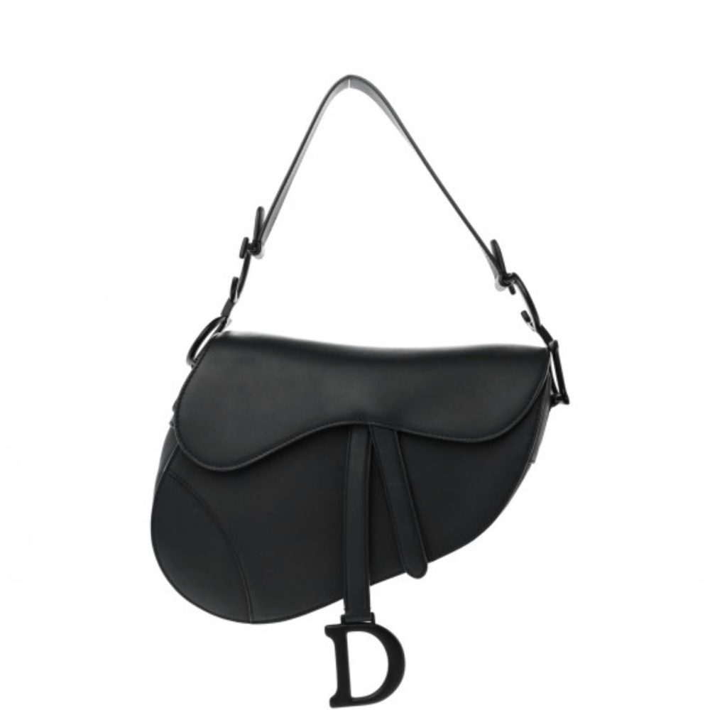 This is an authentic Christian Dior Ultra Matte Calfskin Saddle Bag Black